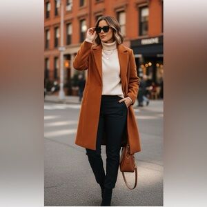 EUC Women's Orange Pea Coat Style